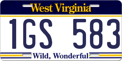 WV license plate 1GS583