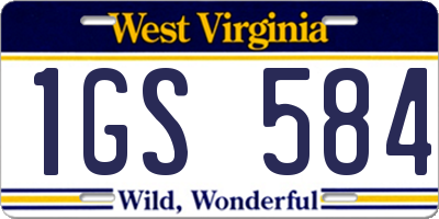 WV license plate 1GS584