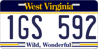WV license plate 1GS592