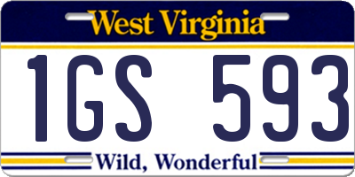 WV license plate 1GS593