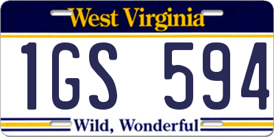 WV license plate 1GS594