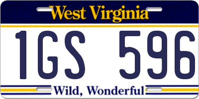 WV license plate 1GS596