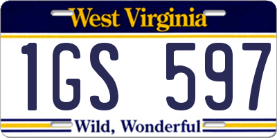 WV license plate 1GS597