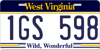 WV license plate 1GS598
