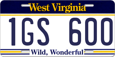 WV license plate 1GS600