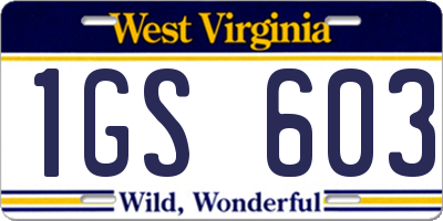 WV license plate 1GS603