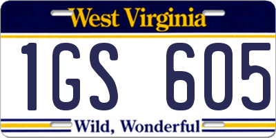 WV license plate 1GS605
