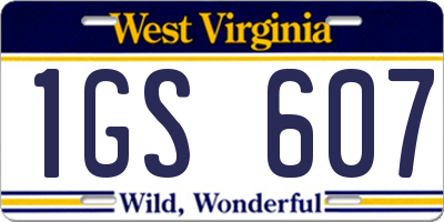 WV license plate 1GS607