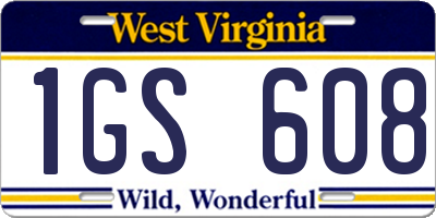 WV license plate 1GS608