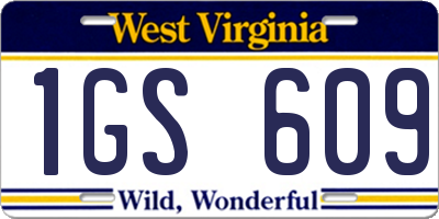 WV license plate 1GS609
