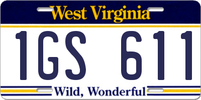 WV license plate 1GS611