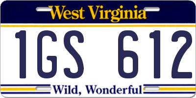 WV license plate 1GS612