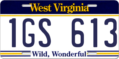 WV license plate 1GS613