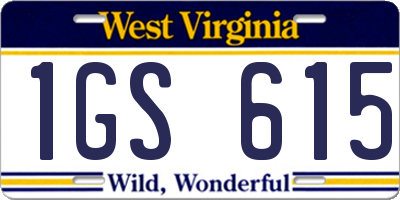 WV license plate 1GS615
