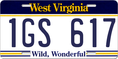 WV license plate 1GS617