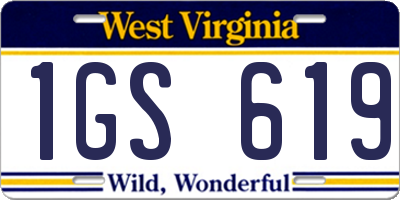 WV license plate 1GS619