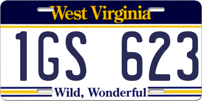 WV license plate 1GS623