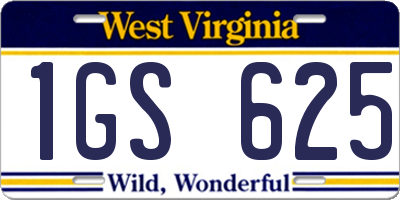 WV license plate 1GS625