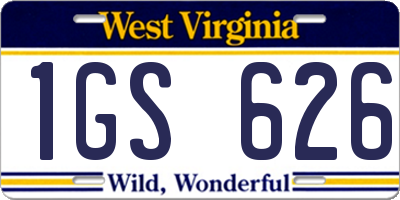 WV license plate 1GS626