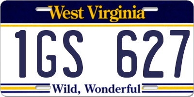 WV license plate 1GS627