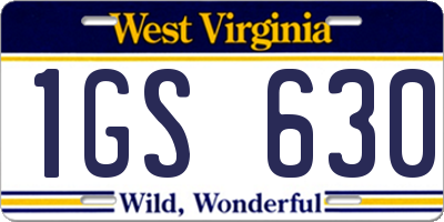 WV license plate 1GS630