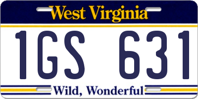 WV license plate 1GS631