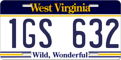 WV license plate 1GS632