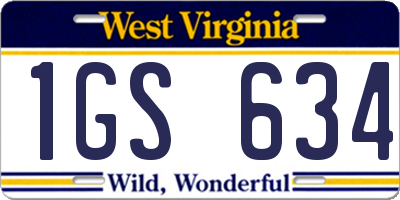 WV license plate 1GS634