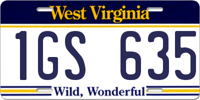 WV license plate 1GS635