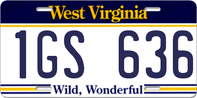WV license plate 1GS636