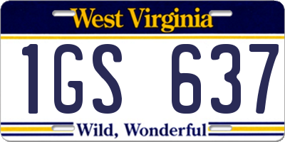 WV license plate 1GS637