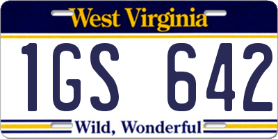 WV license plate 1GS642
