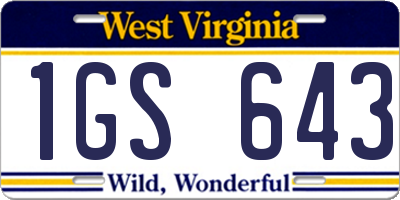 WV license plate 1GS643