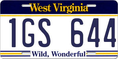 WV license plate 1GS644