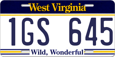 WV license plate 1GS645