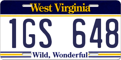 WV license plate 1GS648