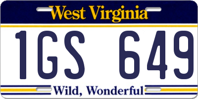 WV license plate 1GS649