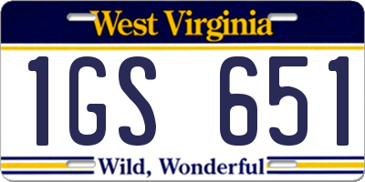 WV license plate 1GS651