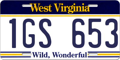 WV license plate 1GS653