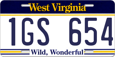 WV license plate 1GS654