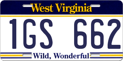 WV license plate 1GS662