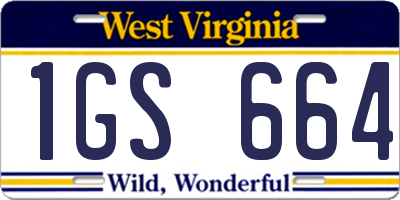 WV license plate 1GS664