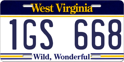 WV license plate 1GS668