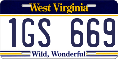 WV license plate 1GS669