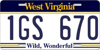 WV license plate 1GS670