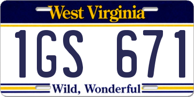 WV license plate 1GS671