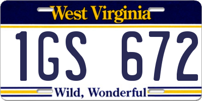 WV license plate 1GS672