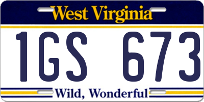 WV license plate 1GS673