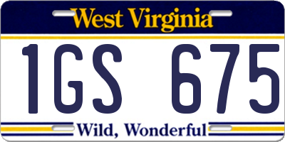 WV license plate 1GS675