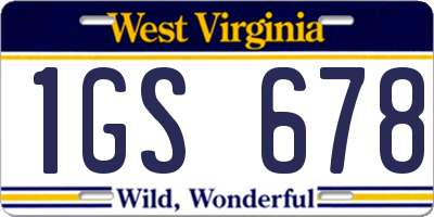 WV license plate 1GS678